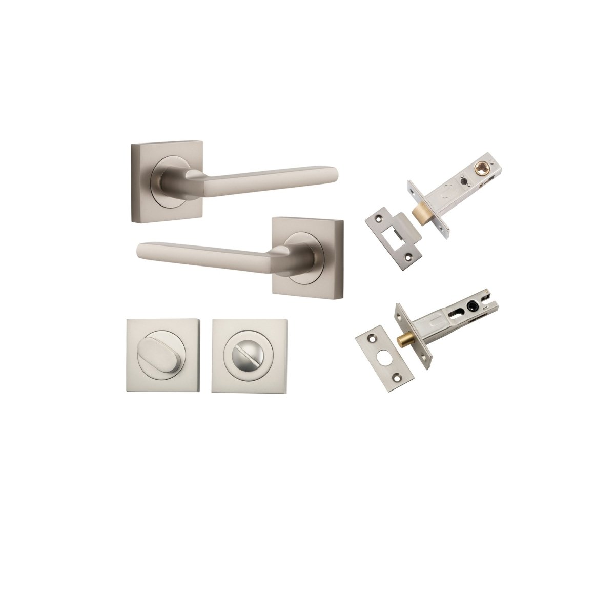 Baltimore Lever - Square Rose - Entry Point - Iver - Satin Nickel - Door Levers