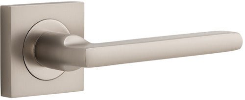 Baltimore Lever - Square Rose - Entry Point - Iver - Satin Nickel - Door Levers