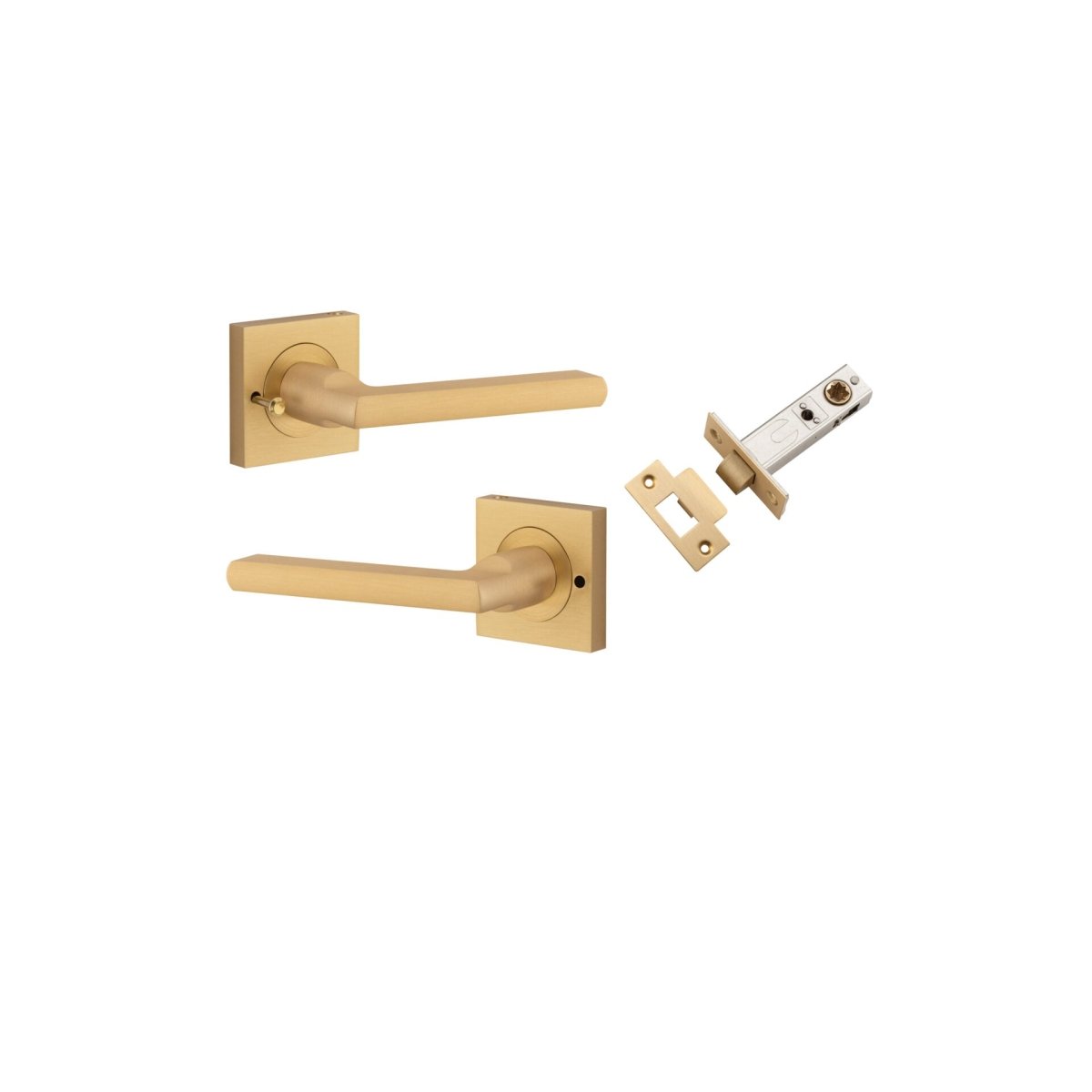 Baltimore Lever - Square Rose - Entry Point - Iver - Brushed Brass - Door Levers