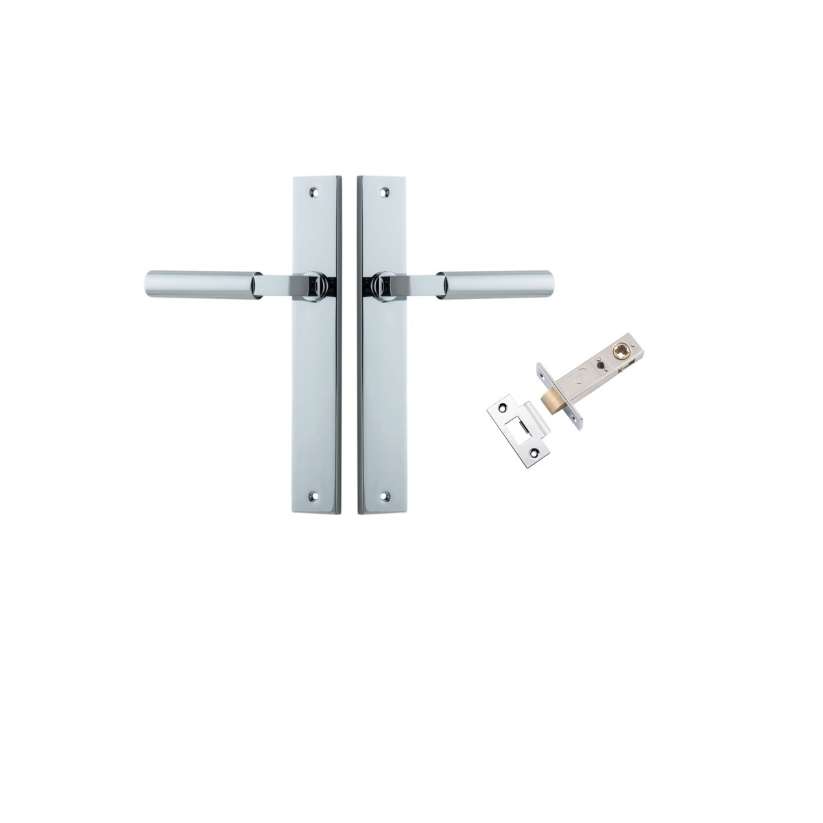 Berlin Lever - Rectangular Backplate - Entry Point - Iver - Polished Chrome - Door Levers