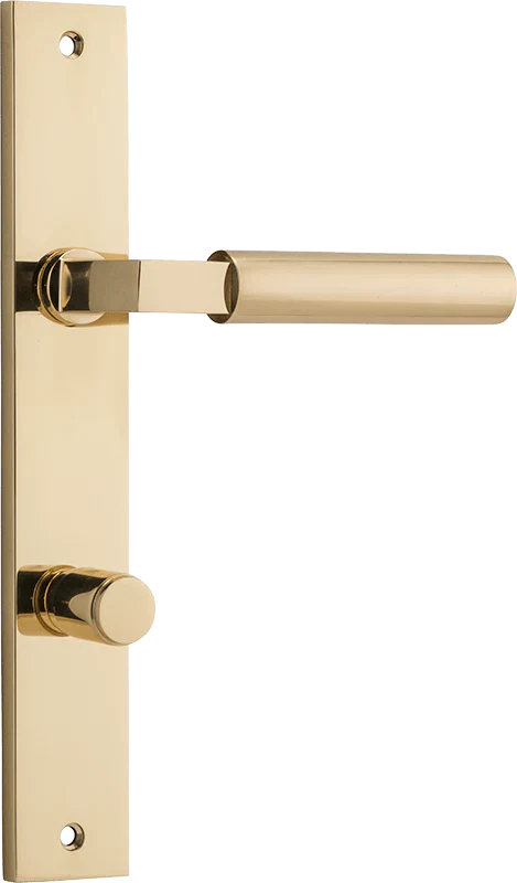 Berlin Lever - Rectangular Backplate - Entry Point - Iver - Polished Brass - Door Levers