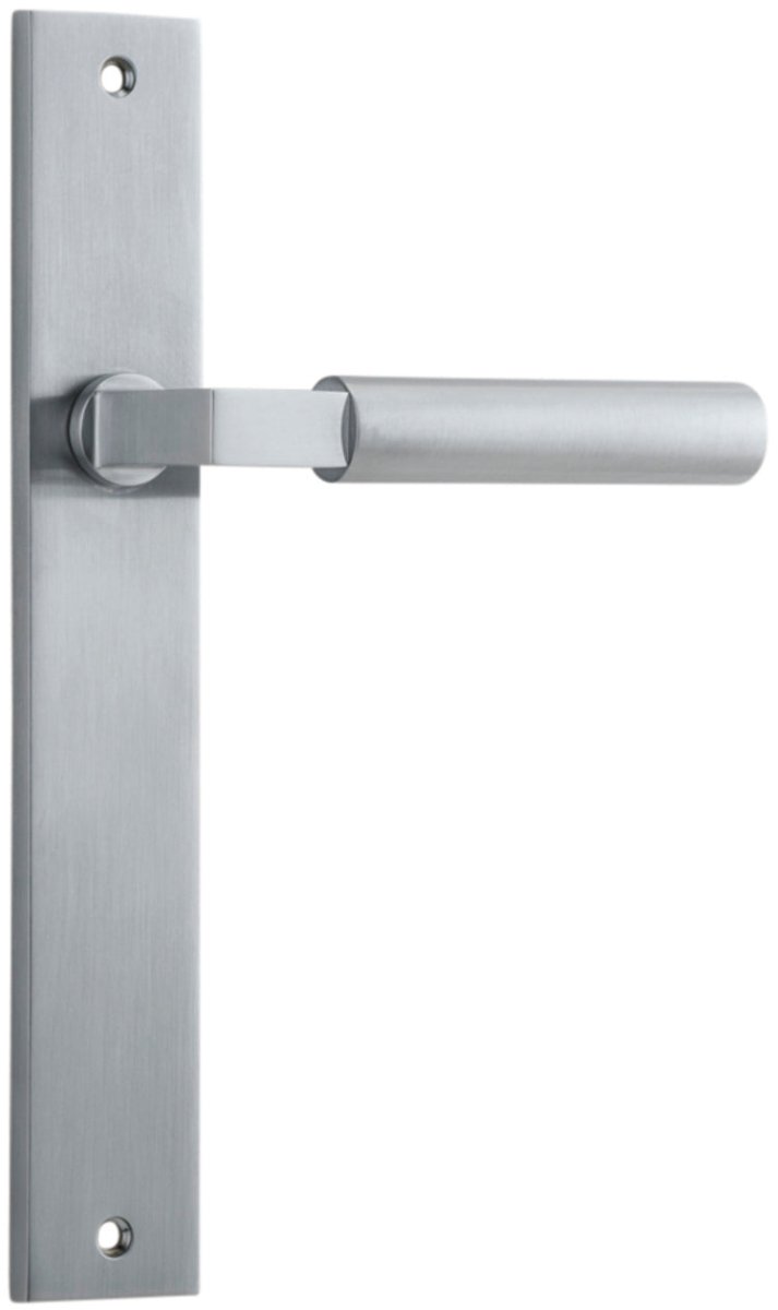 Berlin Lever - Rectangular Backplate - Entry Point - Iver - Brushed Chrome - Door Levers