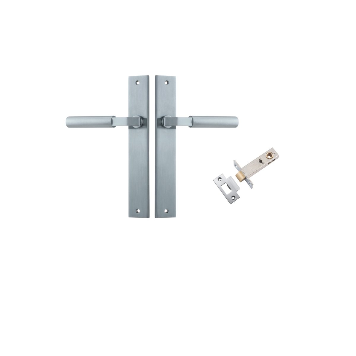 Berlin Lever - Rectangular Backplate - Entry Point - Iver - Brushed Chrome - Door Levers