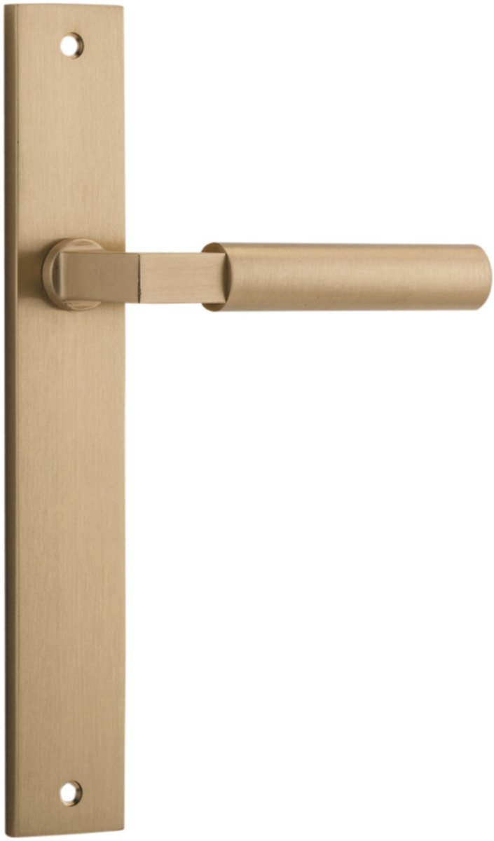 Berlin Lever - Rectangular Backplate - Entry Point - Iver - Brushed Brass - Door Levers