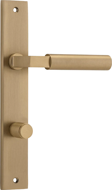 Berlin Lever - Rectangular Backplate - Entry Point - Iver - Brushed Brass - Door Levers