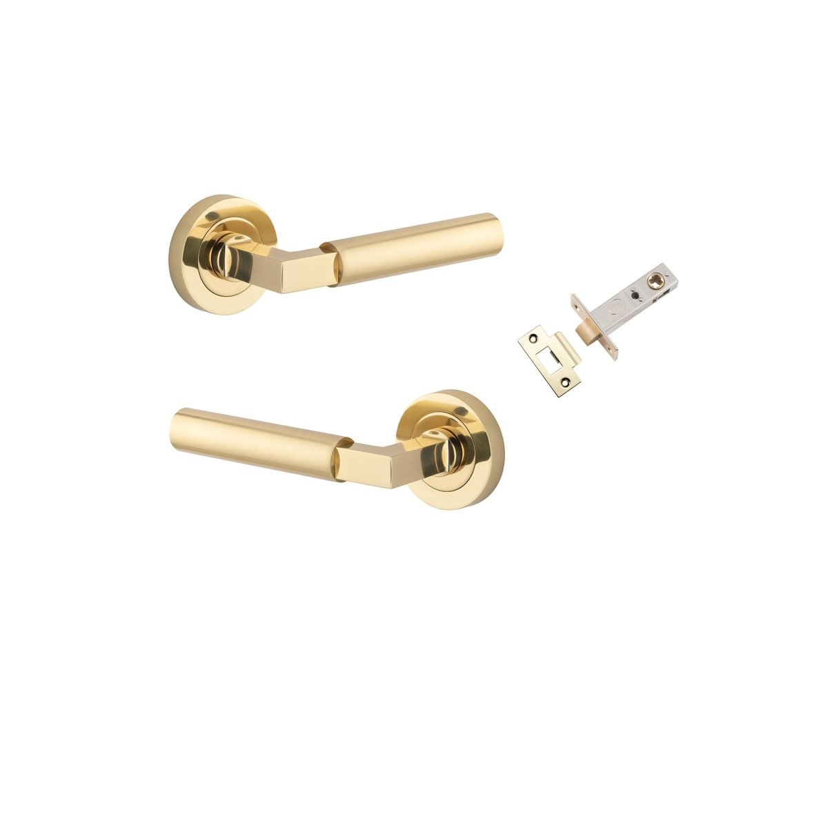 Berlin Lever - Round Rose - Entry Point - Iver - Polished Brass - Door Levers