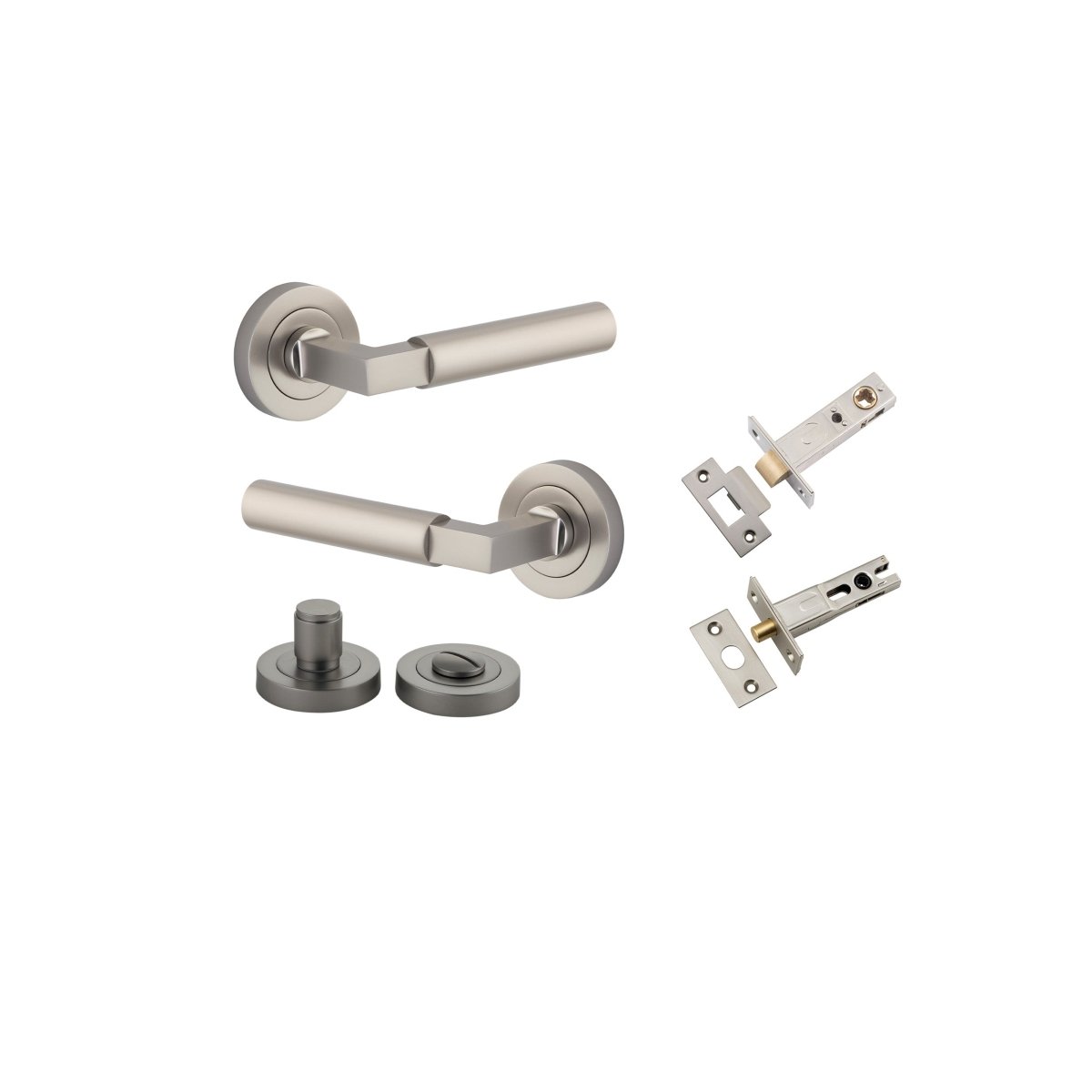 Berlin Lever - Round Rose - Entry Point - Iver - Satin Nickel - Door Levers