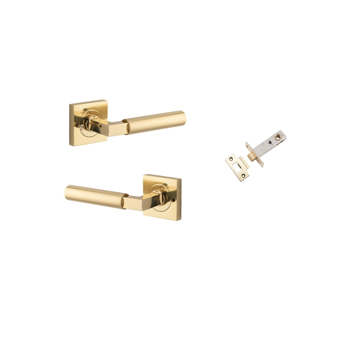 Berlin Lever - Square Rose - Entry Point - Iver - Polished Brass - Door Levers