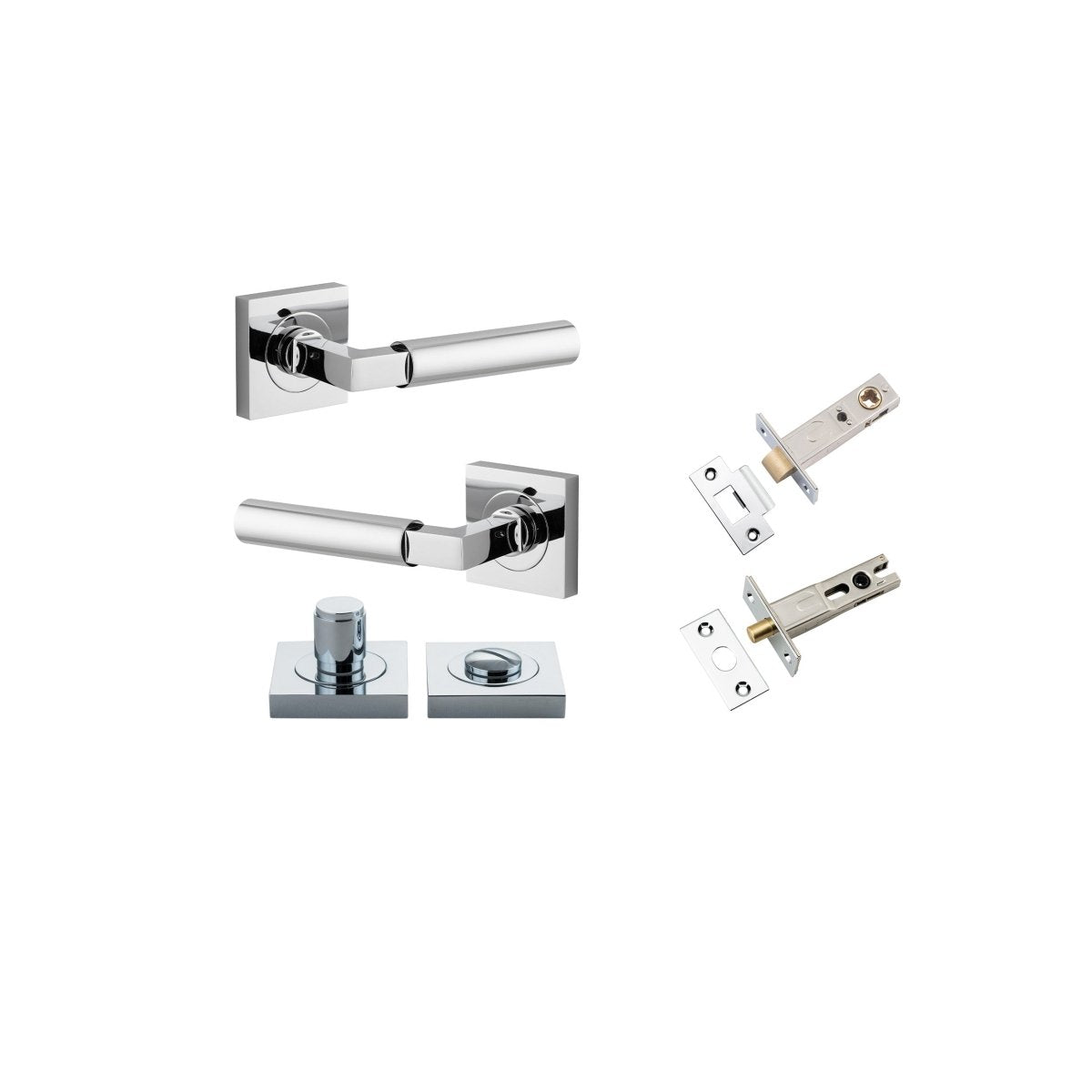 Berlin Lever - Square Rose - Entry Point - Iver - Polished Chrome - Door Levers