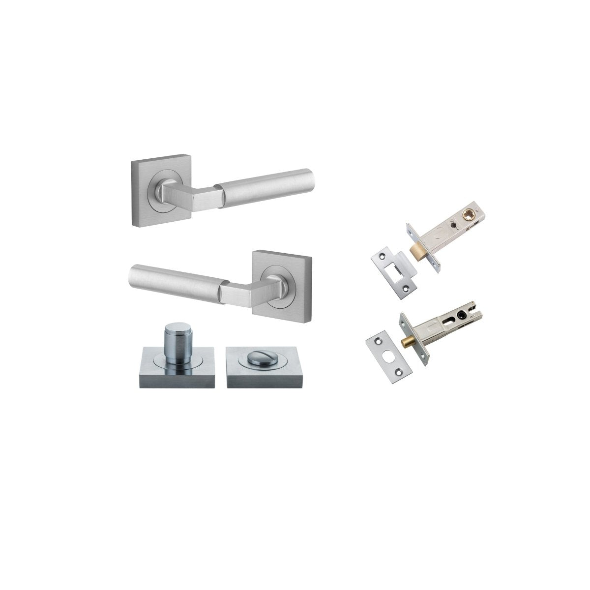 Berlin Lever - Square Rose - Entry Point - Iver - Brushed Chrome - Door Levers