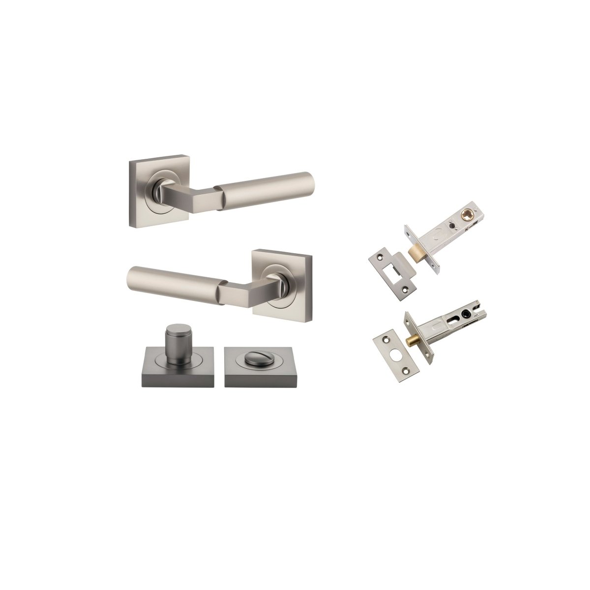 Berlin Lever - Square Rose - Entry Point - Iver - Satin Nickel - Door Levers