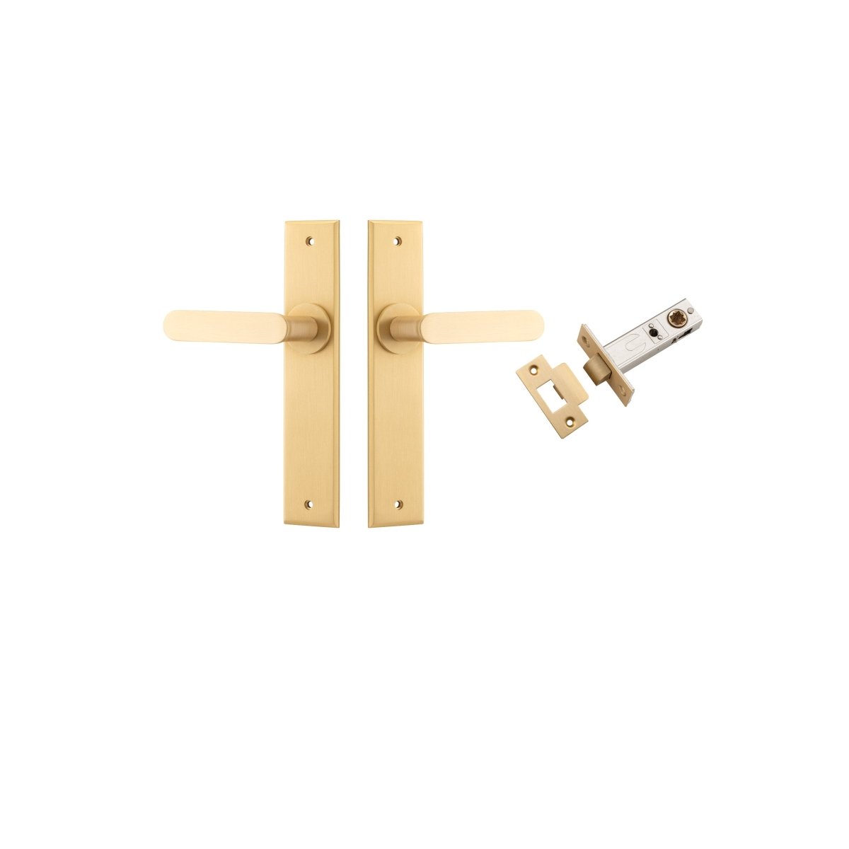 Bronte Lever - Chamfered Backplate - Entry Point - Iver - Brushed Brass - Door Levers