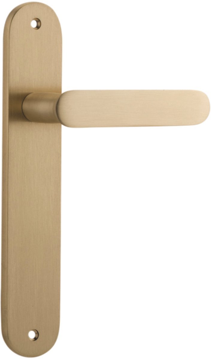 Bronte Lever - Oval Backplate - Entry Point - Iver - Brushed Brass - Door Levers