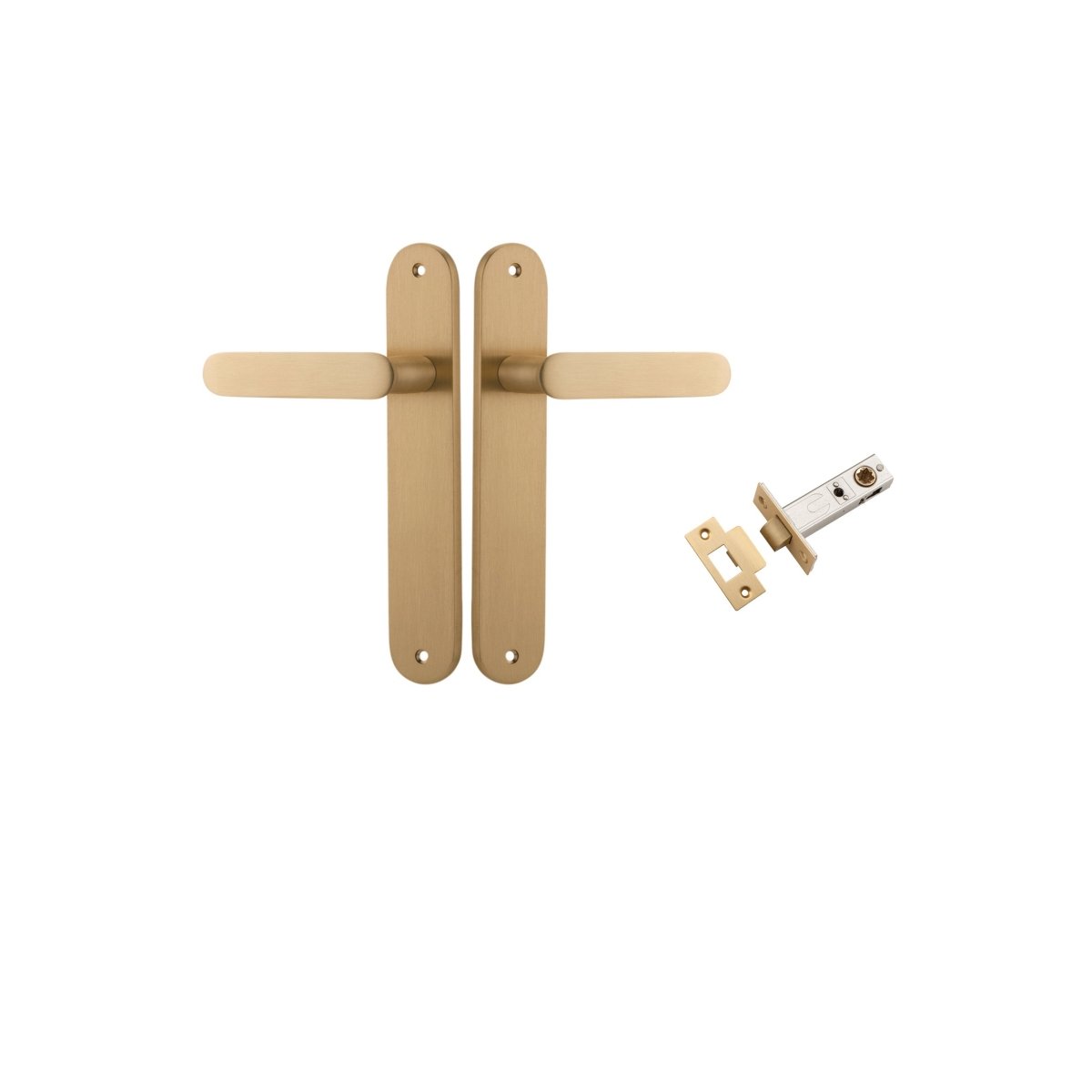 Bronte Lever - Oval Backplate - Entry Point - Iver - Brushed Brass - Door Levers