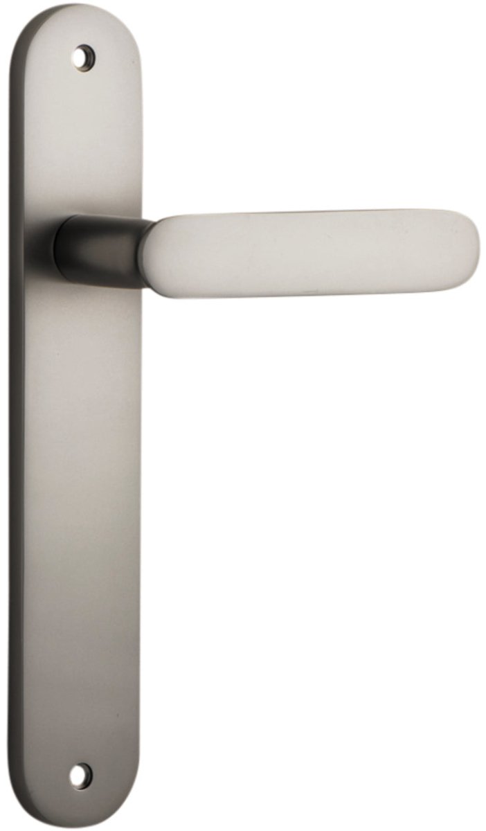 Bronte Lever - Oval Backplate - Entry Point - Iver - Satin Nickel - Door Levers