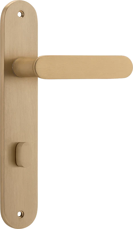 Bronte Lever - Oval Backplate - Entry Point - Iver - Brushed Brass - Door Levers