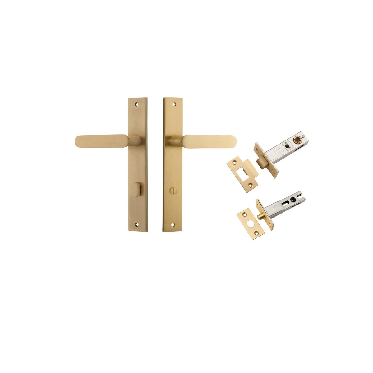 Bronte Lever - Rectangular Backplate - Entry Point - Iver - Brushed Brass - Door Levers