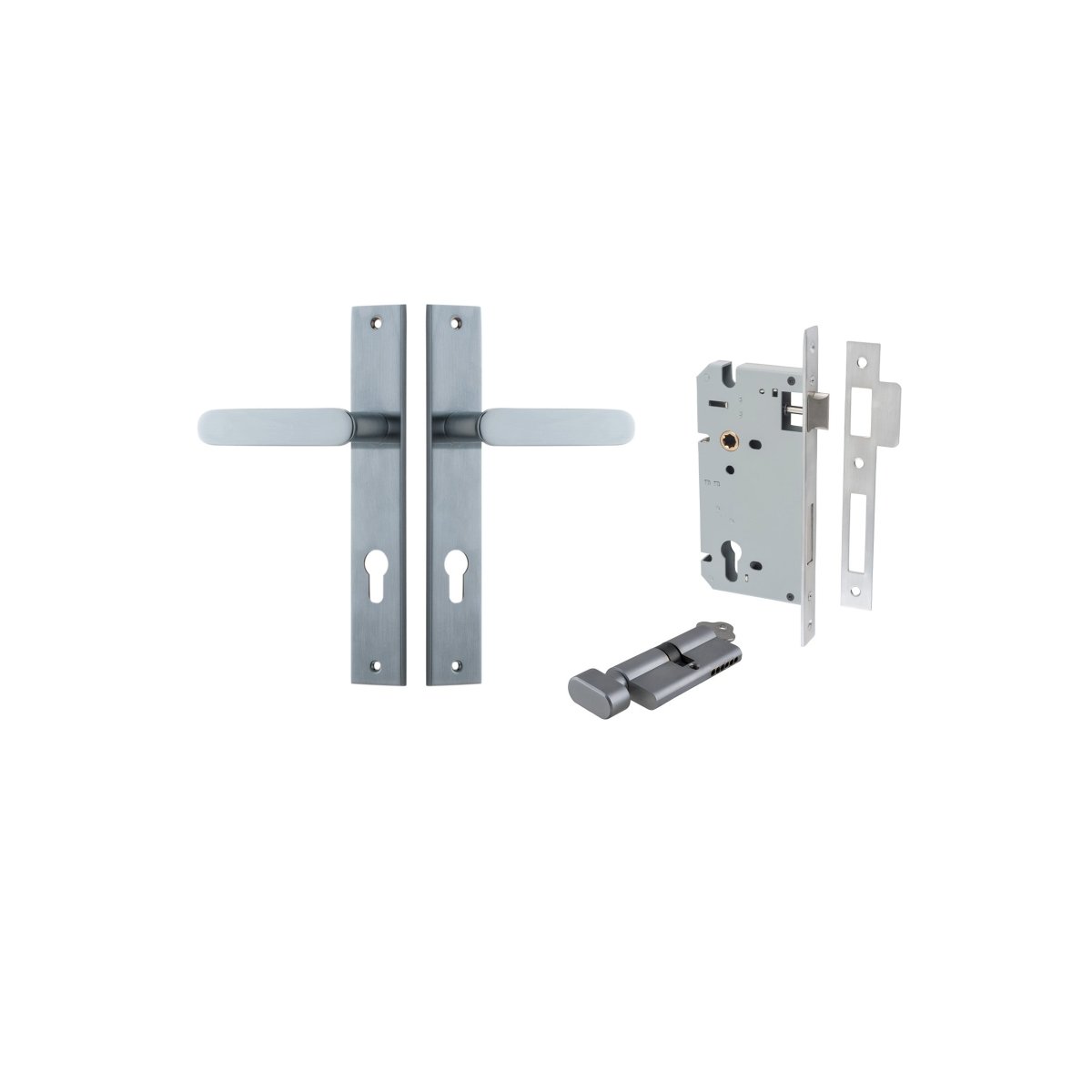 Bronte Lever - Rectangular Backplate - Entry Point - Iver - Brushed Chrome - Door Levers