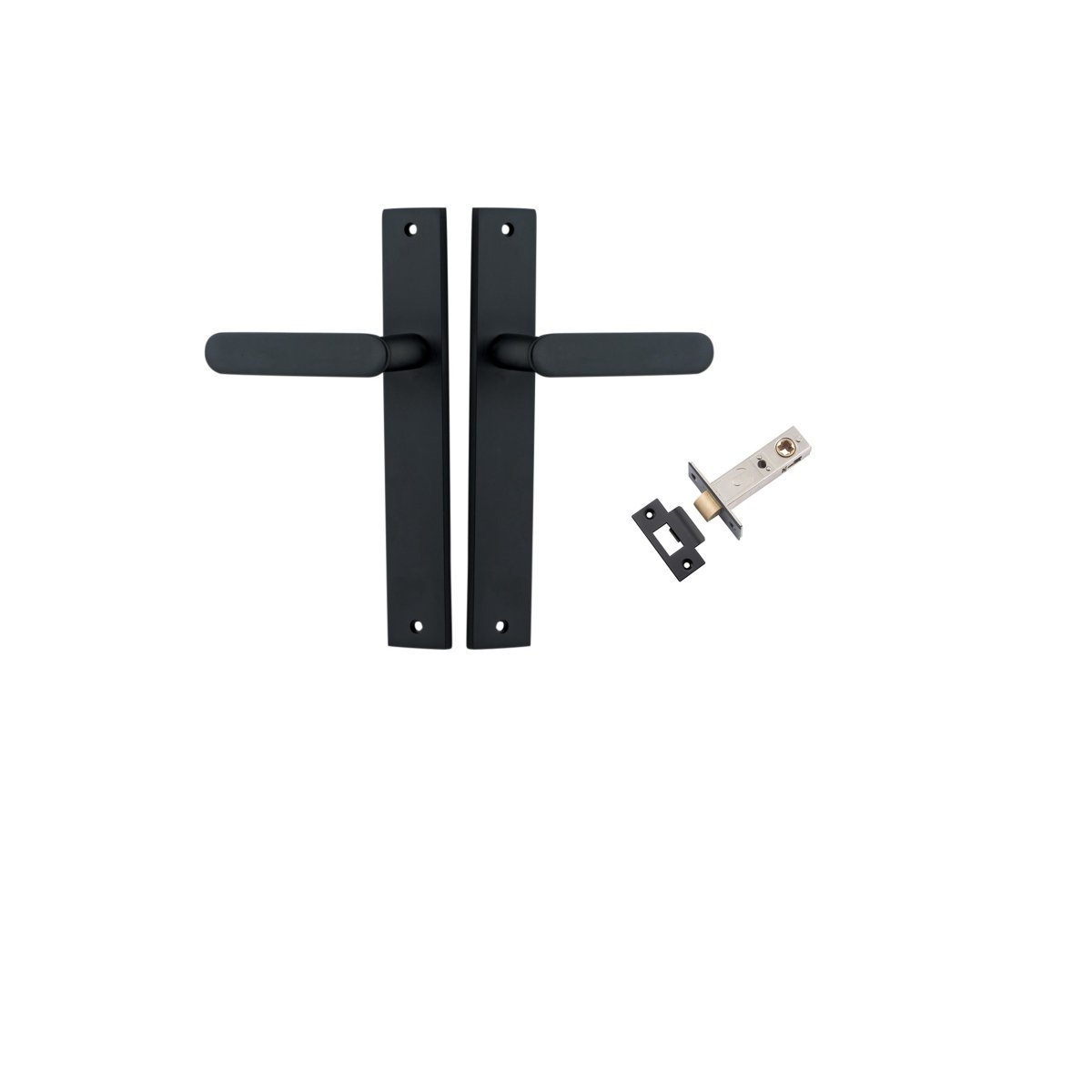 Bronte Lever - Rectangular Backplate - Entry Point - Iver - Matt Black - Door Levers