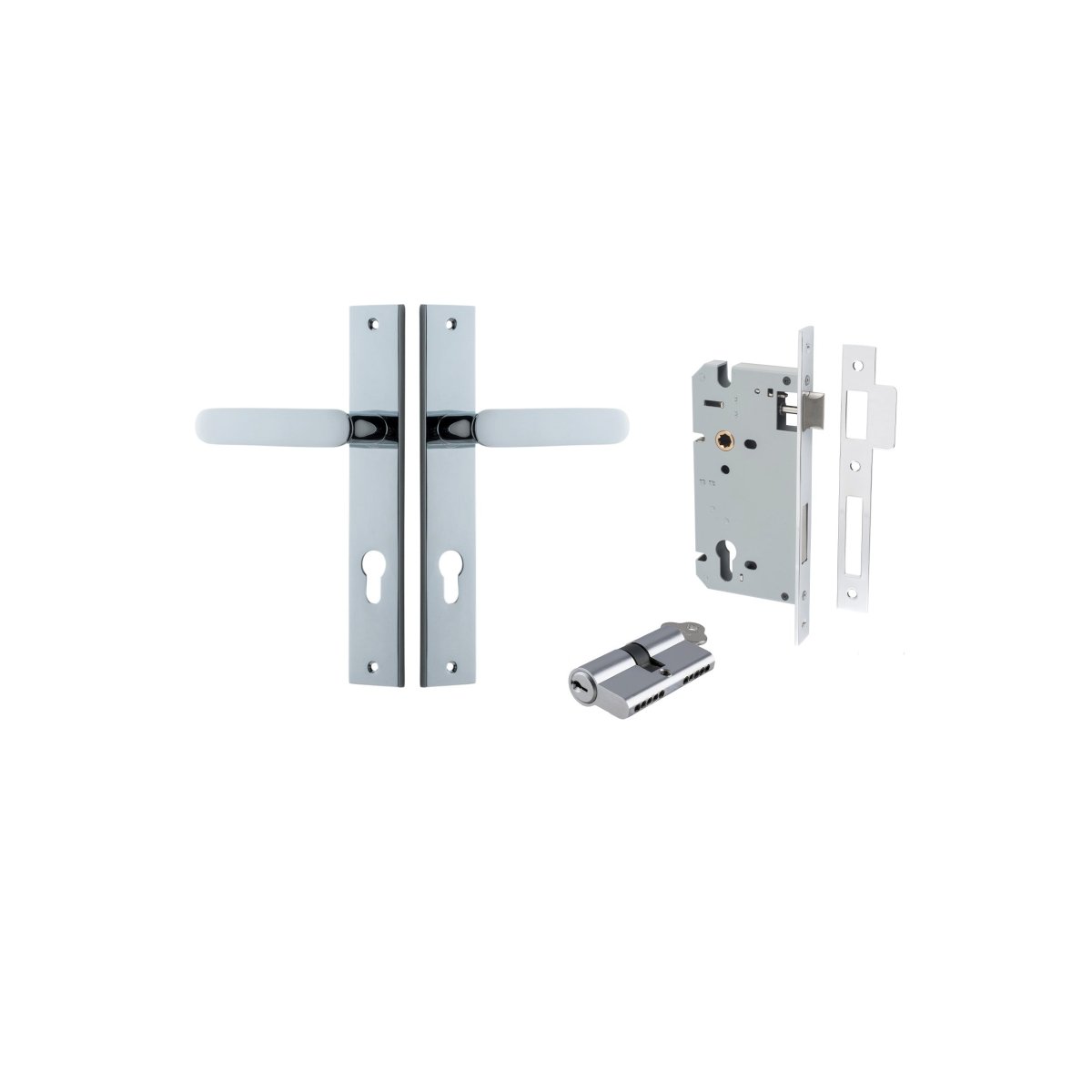 Bronte Lever - Rectangular Backplate - Entry Point - Iver - Polished Chrome - Door Levers