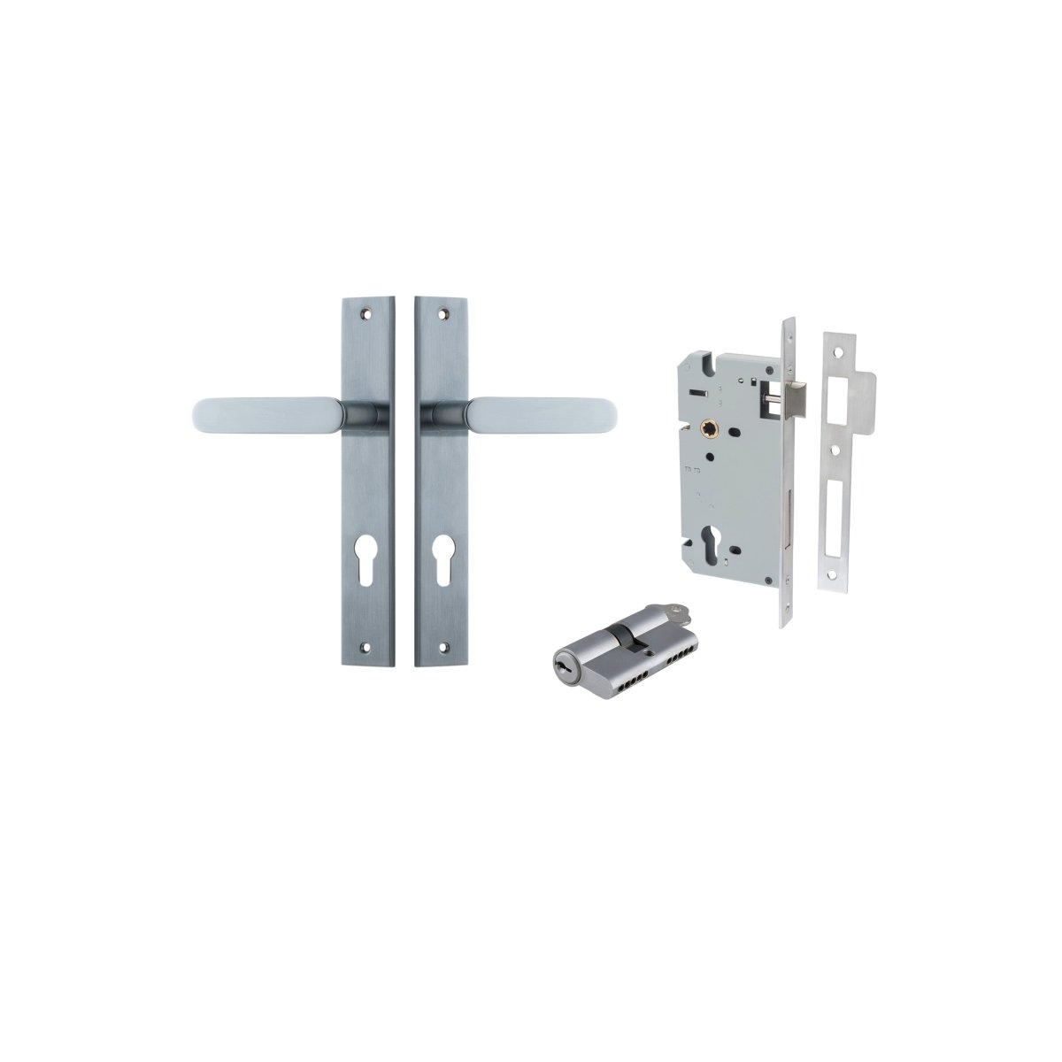 Bronte Lever - Rectangular Backplate - Entry Point - Iver - Brushed Chrome - Door Levers