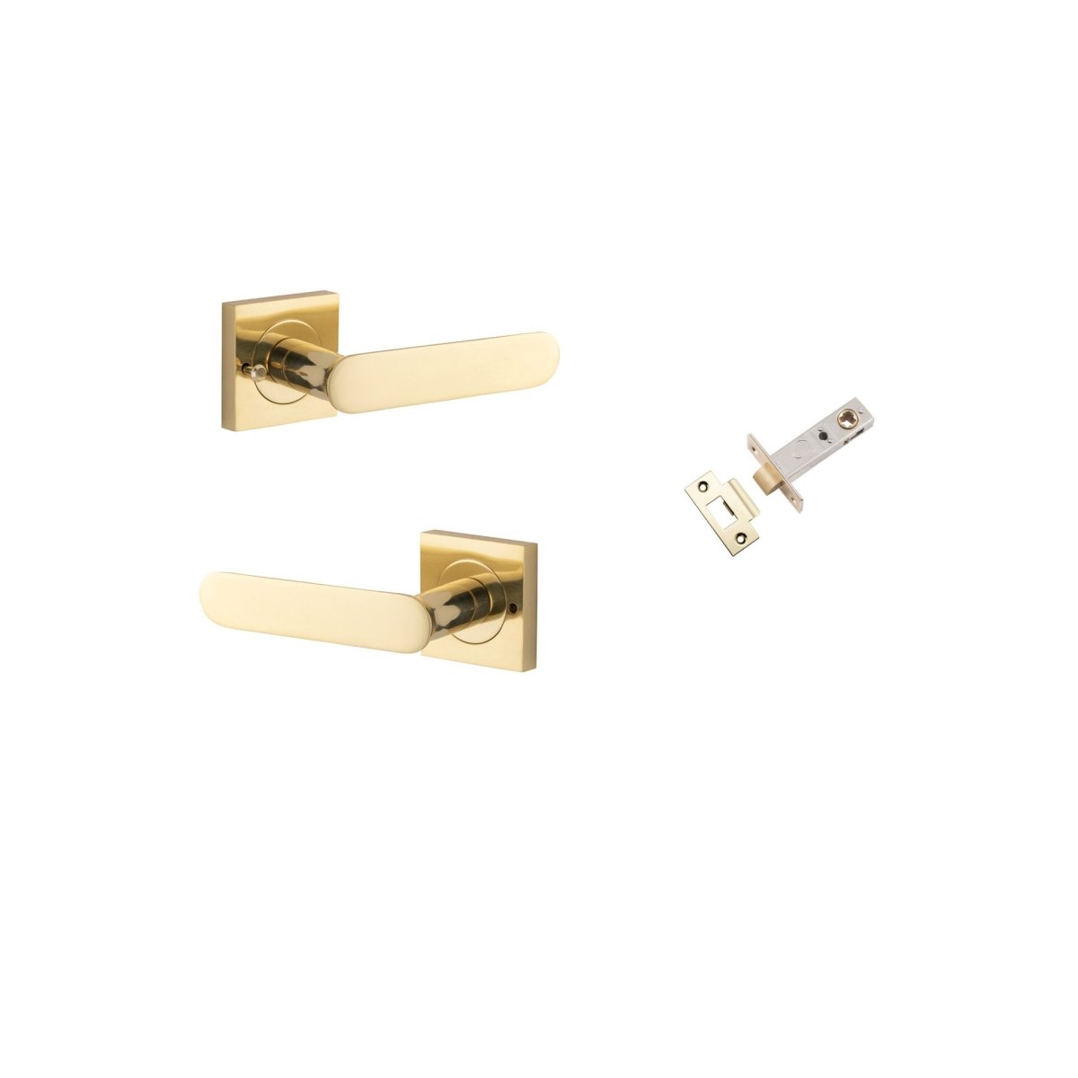 Bronte Lever - Square Rose - Entry Point - Iver - Polished Brass - Door Levers