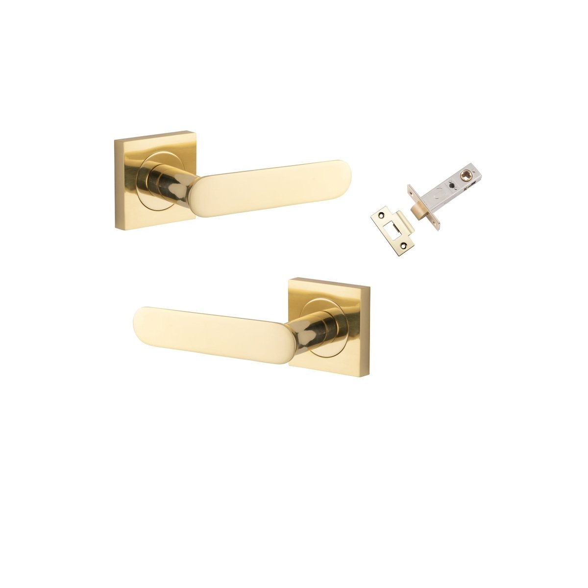 Bronte Lever - Square Rose - Entry Point - Iver - Polished Brass - Door Levers