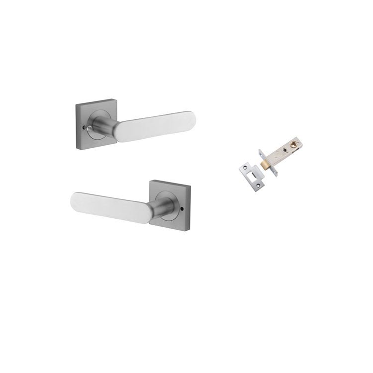 Bronte Lever - Square Rose - Entry Point - Iver - Brushed Chrome - Door Levers