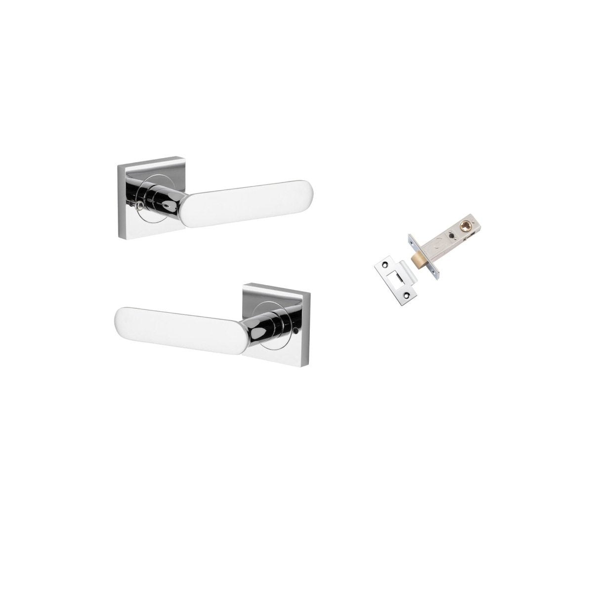 Bronte Lever - Square Rose - Entry Point - Iver - Polished Chrome - Door Levers