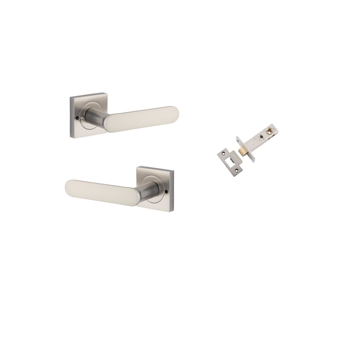 Bronte Lever - Square Rose - Entry Point - Iver - Satin Nickel - Door Levers