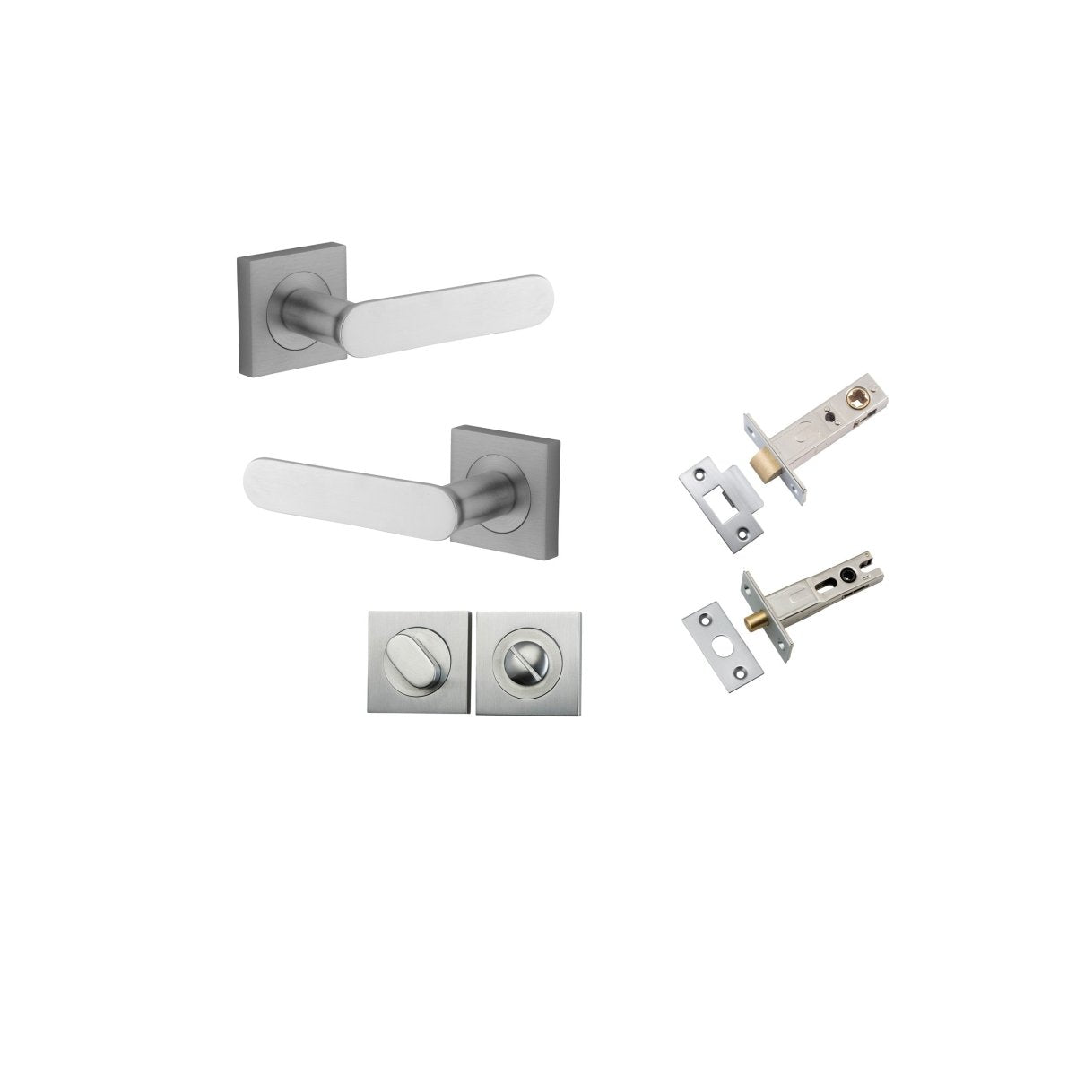 Bronte Lever - Square Rose - Entry Point - Iver - Brushed Chrome - Door Levers