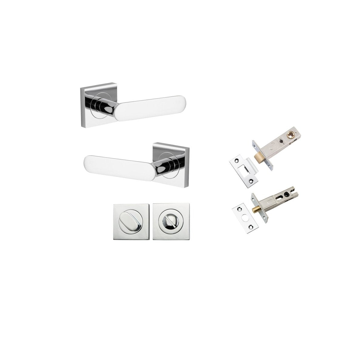 Bronte Lever - Square Rose - Entry Point - Iver - Polished Chrome - Door Levers