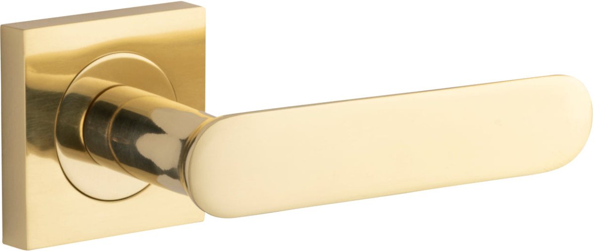 Bronte Lever - Square Rose - Entry Point - Iver - Polished Brass - Door Levers