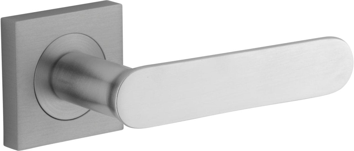 Bronte Lever - Square Rose - Entry Point - Iver - Brushed Chrome - Door Levers