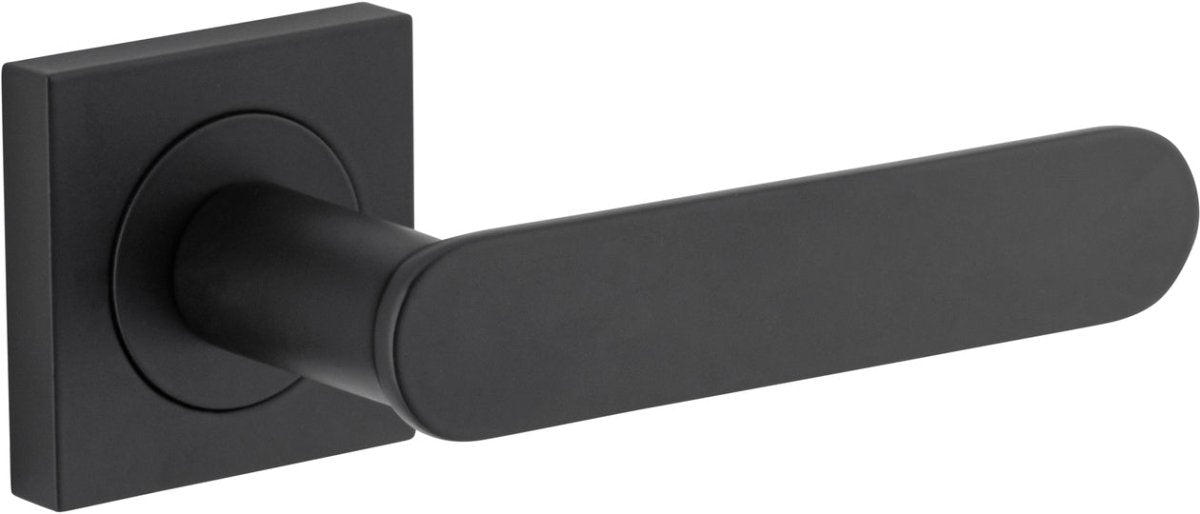 Bronte Lever - Square Rose - Entry Point - Iver - Matt Black - Door Levers