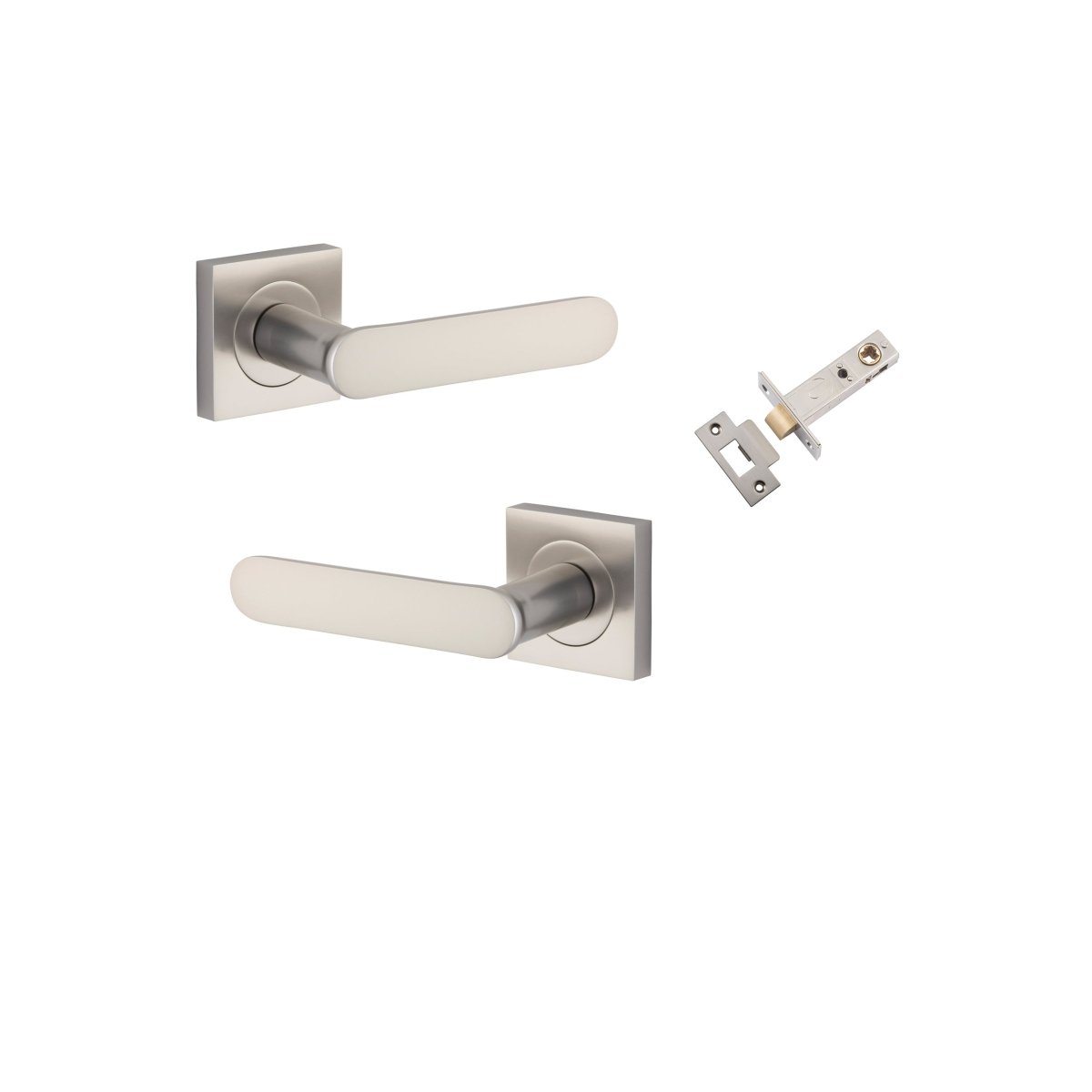 Bronte Lever - Square Rose - Entry Point - Iver - Satin Nickel - Door Levers