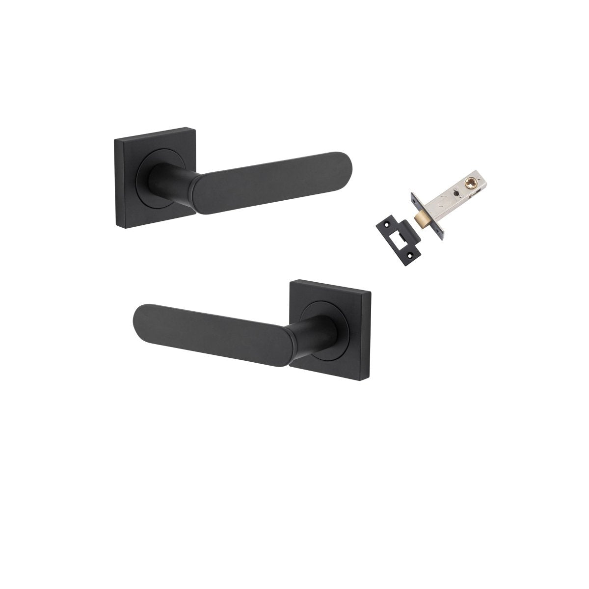 Bronte Lever - Square Rose - Entry Point - Iver - Matt Black - Door Levers