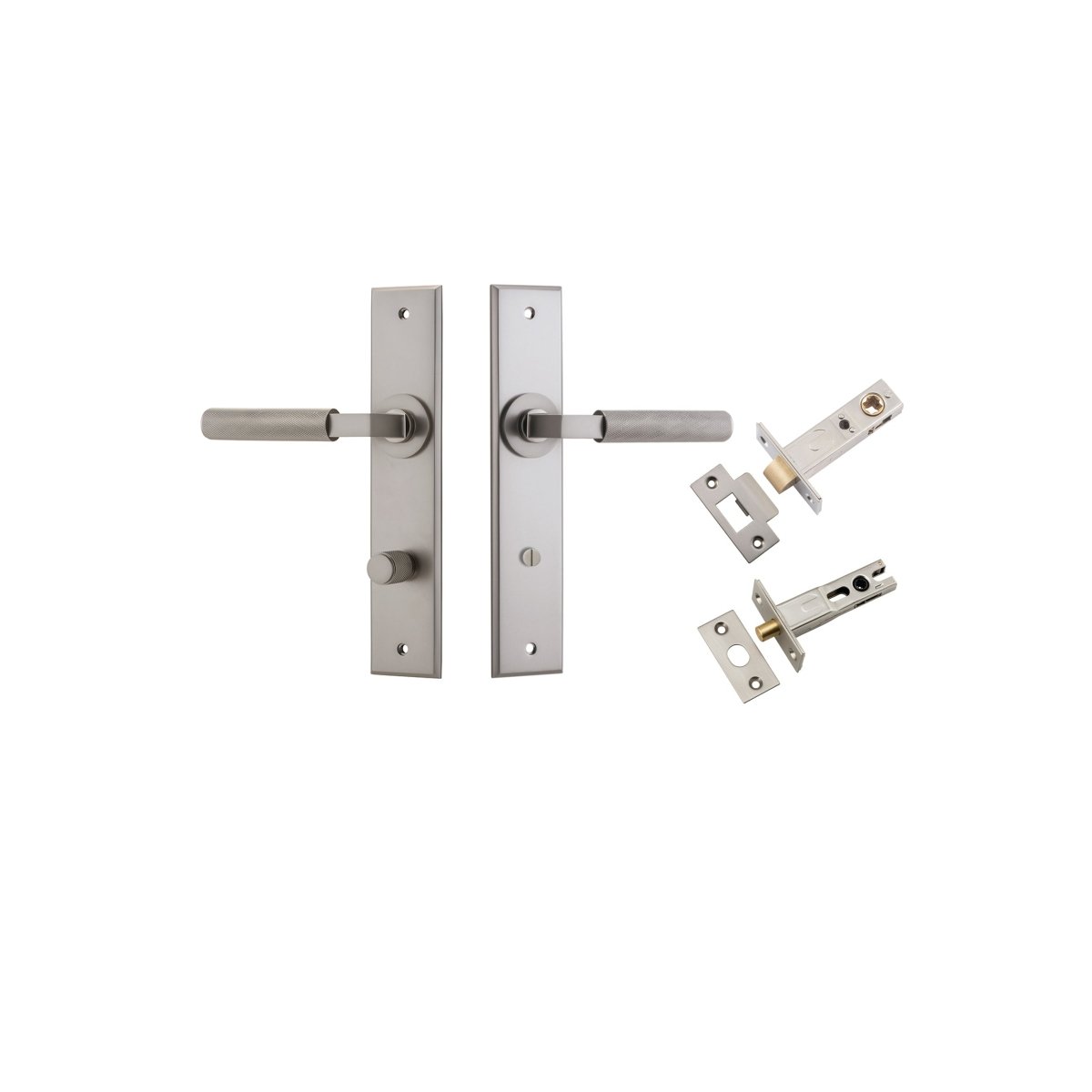 Brunswick Lever - Chamfered Backplate - Entry Point - Iver - Satin Nickel - Door Levers