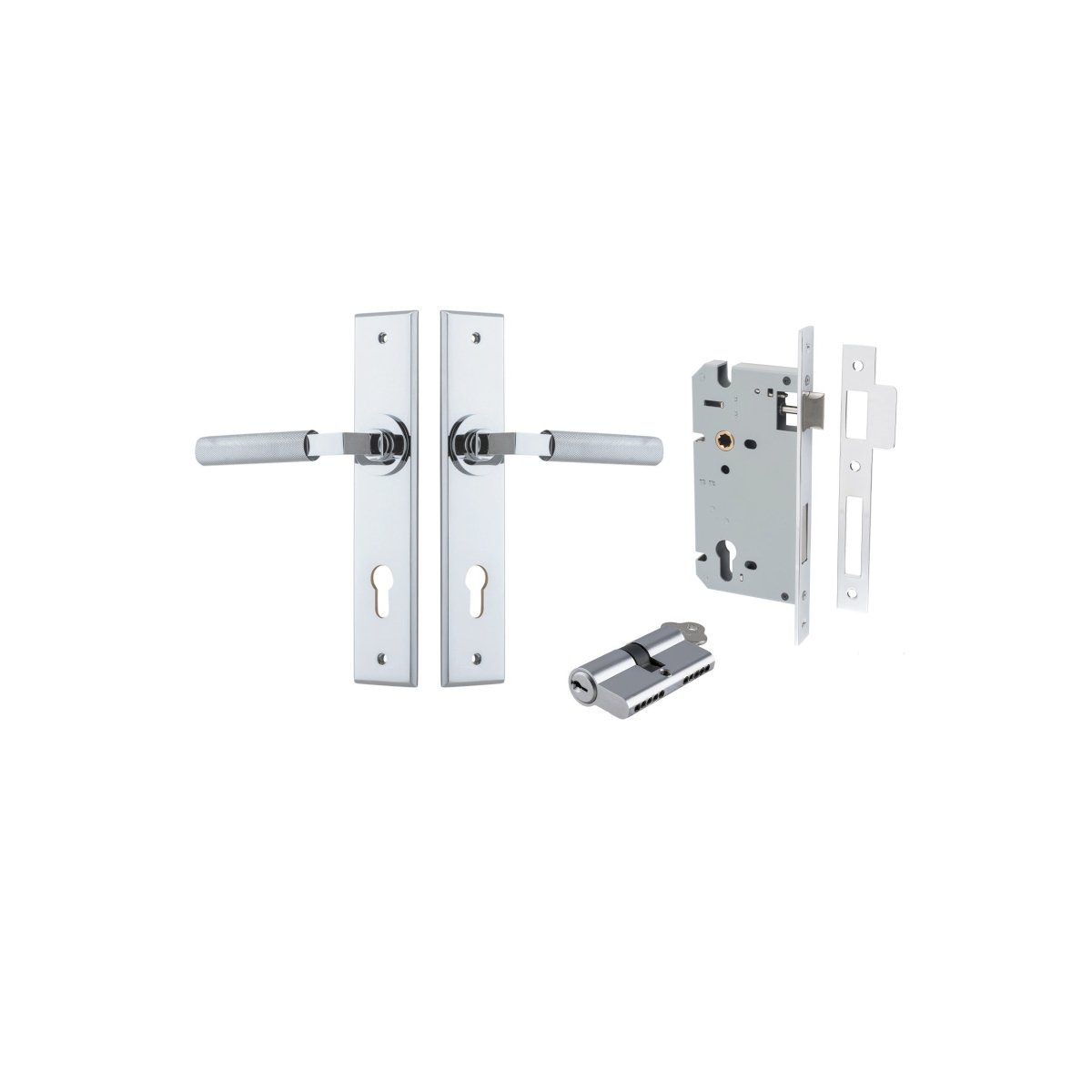 Brunswick Lever - Chamfered Backplate - Entry Point - Iver - Polished Chrome - Door Levers