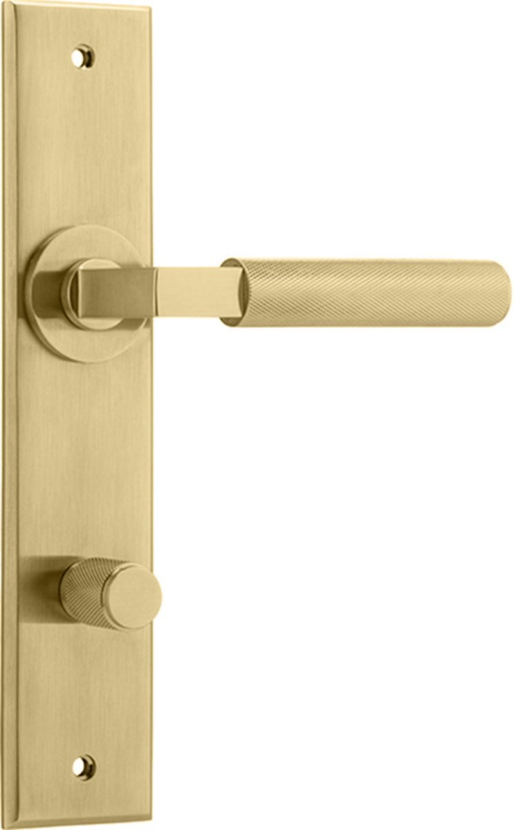 Brunswick Lever - Chamfered Backplate - Entry Point - Iver - Brushed Gold PVD - Door Levers