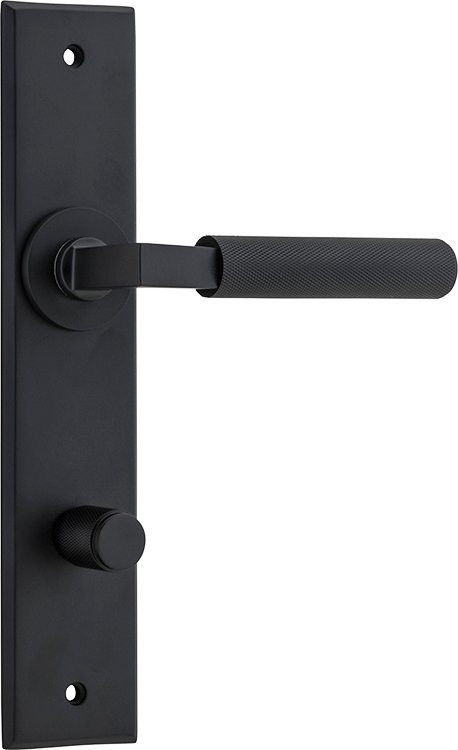 Brunswick Lever - Chamfered Backplate - Entry Point - Iver - Matt Black - Door Levers