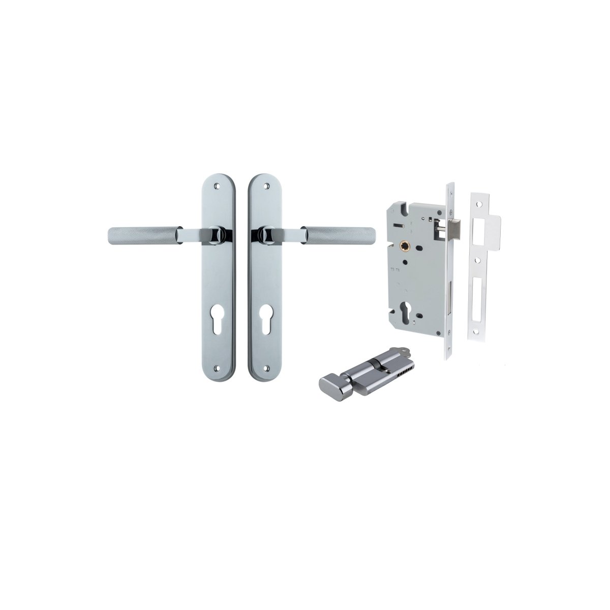 Brunswick Lever - Oval Backplate - Entry Point - Iver - Polished Chrome - Door Levers