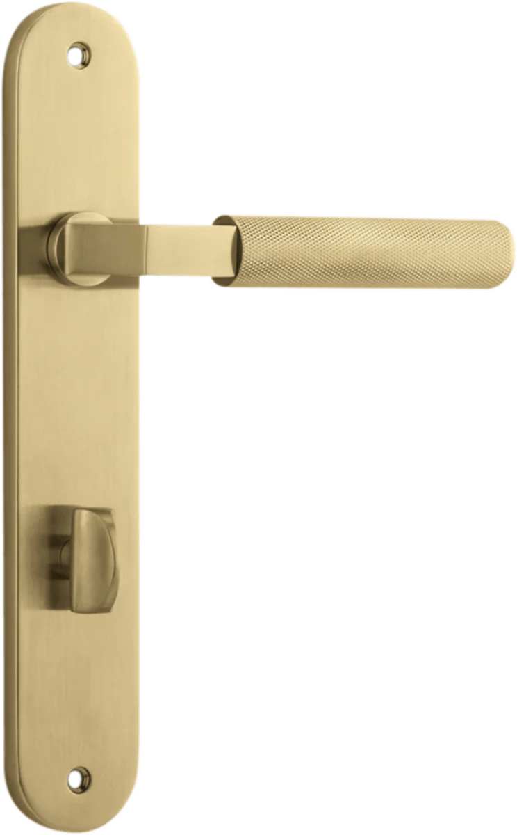 Brunswick Lever - Oval Backplate - Entry Point - Iver - Brushed Gold PVD - Door Levers