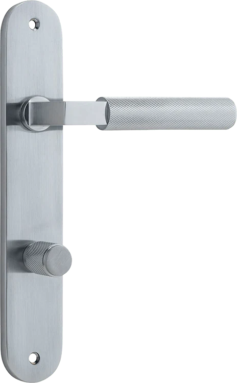 Brunswick Lever - Oval Backplate - Entry Point - Iver - Brushed Chrome - Door Levers