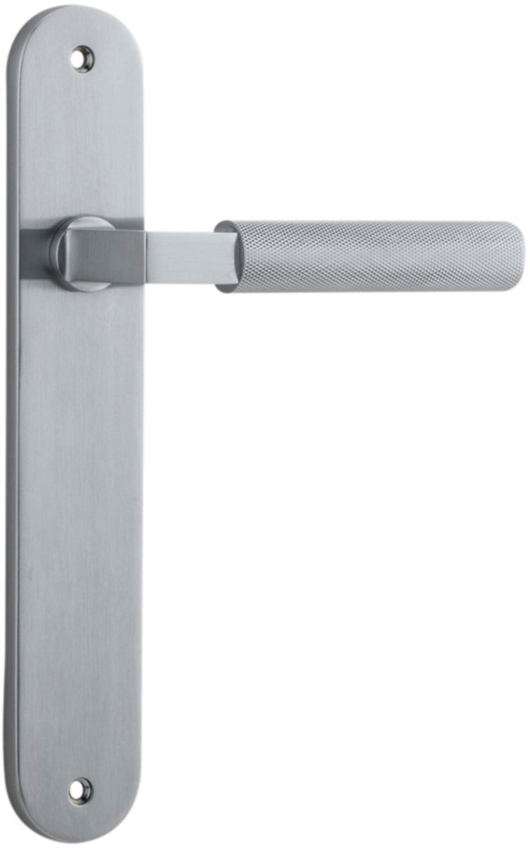 Brunswick Lever - Oval Backplate - Entry Point - Iver - Brushed Chrome - Door Levers