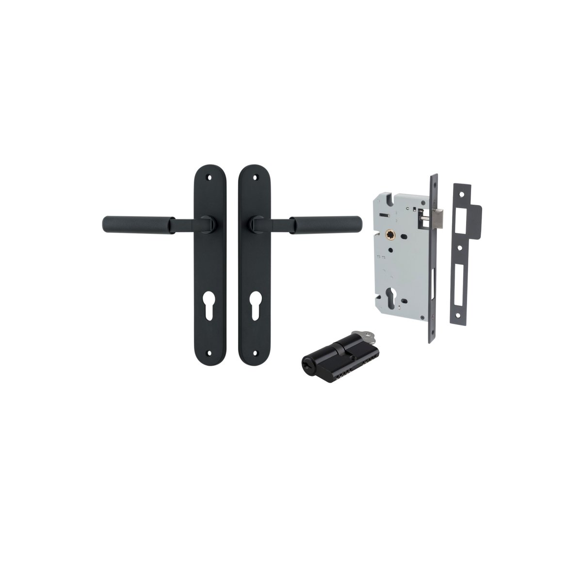 Brunswick Lever - Oval Backplate - Entry Point - Iver - Matt Black - Door Levers