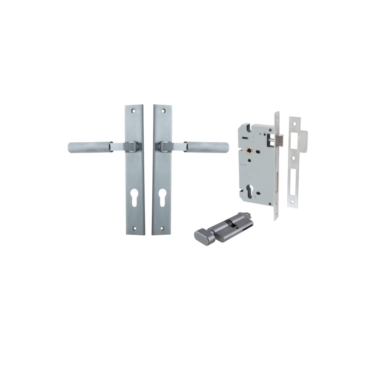 Brunswick Lever - Rectangular Backplate - Entry Point - Iver - Brushed Chrome - Door Levers