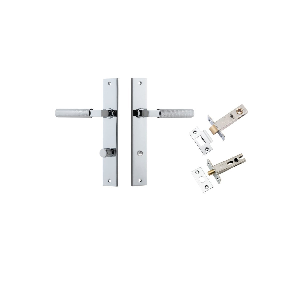 Brunswick Lever - Rectangular Backplate - Entry Point - Iver - Polished Chrome - Door Levers