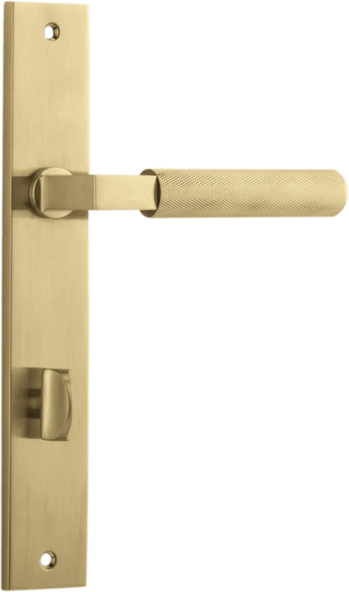 Brunswick Lever - Rectangular Backplate - Entry Point - Iver - Brushed Gold PVD - Door Levers