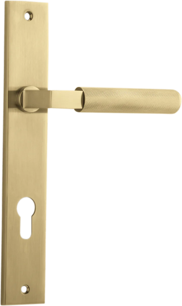 Brunswick Lever - Rectangular Backplate - Entry Point - Iver - Brushed Gold PVD - Door Levers